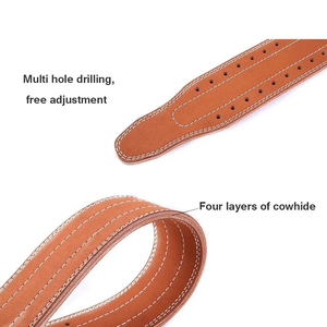 เข็มขัดพยุงเอวสำหรับยกน้ำหนัก ทำจากหนังวัว พร้อมหัวเข็มขัดโลหะ - เข็มขัดยกน้ำหนักสำหรับผู้ชาย ป้องกันอย่างมืออาชีพ - Product Image 4