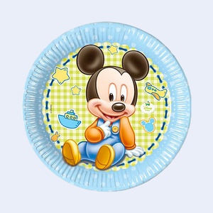 Assiettes en papier jetables Mickey Mouse pour bébé, 23 cm, 6 pièces, fournitures de fête - Product Image 1