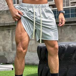 Shorts de sport décontractés pour hommes grande taille 100 % coton brodé, écologiques, avec cordon de serrage, pour entraînement et gym – Collection 2024 à succès - Product Image 4