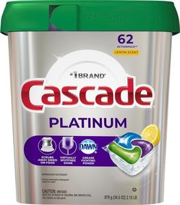 Cápsulas para Lavavajillas Cascade Platinum, Detergente para Lavavajillas, Jabón para Lavavajillas, Actionpacs, Limón, 62 Unidades - Product Image 4