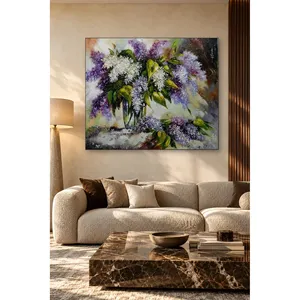 Impression sur toile de lilas violets et blancs dans un vase en verre Fida - Product Image 5