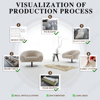 Fauteuil pivotant moderne en velours de luxe nordique avec mousse haute densité pour salon, hôtel, villa, projet de mobilier confortable
