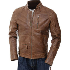 2025 Service OEM Veste en cuir noir à manches longues pour hommes Col montant Veste de produit d'hiver pour hommes - Product Image 1