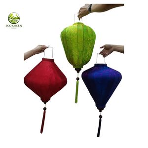 <b>Red</b> <b>Silk</b> Lantern Handmade Diamond Shape Hoi An <b>Silk</b> Lantern Hanging Decor For Party Decoration - Product Image 2