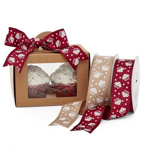 Cinta de Grosgrain con Estampado Floral de Cupcakes, Rollo de Organza y Satén de Poliéster de Lujo para Envolver Regalos de Cumpleaños y Moda - Product Image 1