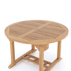 Ensemble de table à manger d'extérieur en teck massif, finition naturelle, marque Carter - Product Image 3