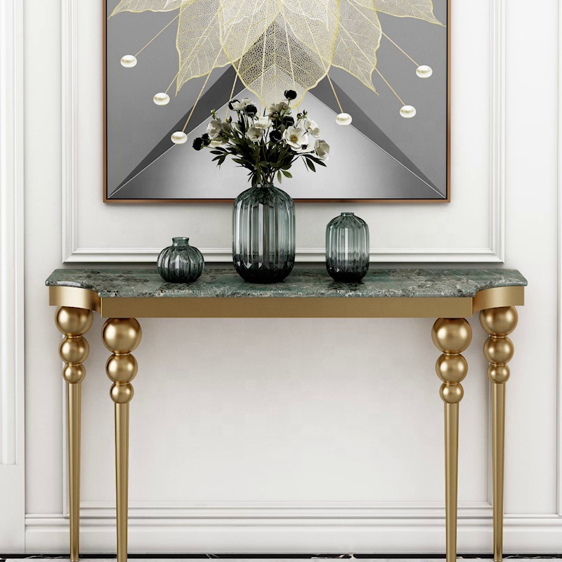 Современная Золотая рама из нержавеющей стали, тыква, ступни, мраморная столешница, входные столы, консоль для прихожей, стол для гостиной, мебель