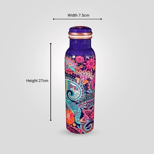 Hammered Design 100% Pure <b>Copper</b> <b>Water</b> <b>Bottle</b> with Set of 2 Ayurvedic Health Benefits and Leak Proof Lid Pure <b>Copper</b> <b>Bottles</b> - Product Image 6