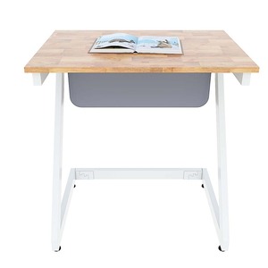Zeus 01 Single <b>Study</b> <b>Desk</b> Modern Design Rubber Wood with Powder-Coated Iron Legs for Students & Teachers PS023 School Furniture - Product Image 3