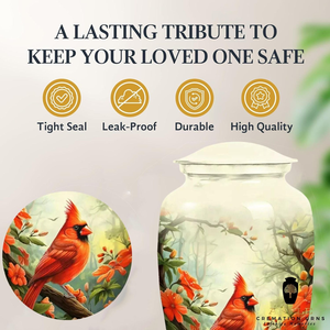 Aluminum Cremation <b>Urn</b> Bird engraved design Cremation <b>Urns</b> Meena Coating Finish Leak-Proof Design (Keepsake & <b>Large</b> Options - Product Image 3