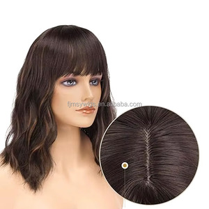 Parrucca da Bob con frangetta lunga spalle parrucca ondulata sintetica capelli corti per le donne festa di uso quotidiano - Product Image 1