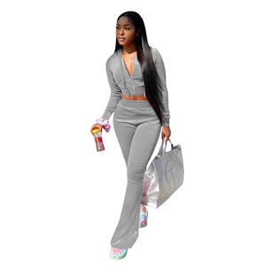 Ensembles de sweats à capuche personnalisés Ensembles d'hiver pour femmes Ensemble de velours 2 pièces Jogger Survêtements de survêtement pour femmes - Product Image 1