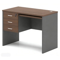 Table d'étude droite en bois gris noyer avec plateau pour clavier à 3 tiroirs, mobilier de bureau, petit bureau domestique, disponible en stock aux EAU