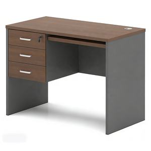Mesa Recta con Patas de Madera Color Gris Nogal de Fábrica con 3 Cajones y Bandeja <span class=keywords><strong>para</strong></span> Teclado, Muebles de Oficina, <span class=keywords><strong>Comprar</strong></span> en Emiratos Árabes Unidos, <span class=keywords><strong>Escritorio</strong></span> Pequeño <span class=keywords><strong>para</strong></span> el Hogar, Algunos en Stock - Product Image 2