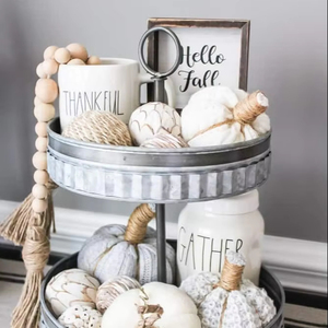 ถาดโลหะชุบสังกะสี2ชั้นวินเทจทันสมัยและใช้งานได้ดีสำหรับการตกแต่งห้องครัวและตามฤดูกาล - Product Image 1