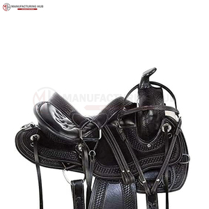 Selle de cheval en cuir occidental de haute qualité, robuste, avec arçon en bois et ensemble de harnais, logo personnalisé - Product Image 3