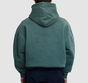 Oversized Cropped Hoodie Custom Streetwear 330grams Men Premium Quality Polyester/Cotton Acid <b>Washed</b> Boxy Fit Heavyweight Winter - Product Image 4