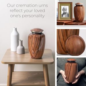 Urnas de aluminio Woodgrain para hombre adulto. Urnas de cremación para cenizas humanas Mujer adulta. Urnas decorativas de madera para cenizas humanas - Product Image 4