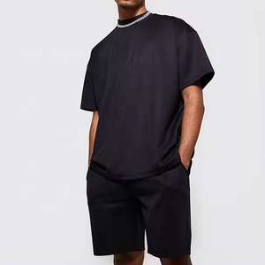 Logotipo personalizado algodón Streetwear diseñador dos piezas verano Unisex Dtg impresión francés Terry en blanco para hombres camiseta personalizada conjuntos cortos - Product Image 5