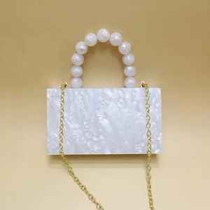 Bolso de Mano de Resina con Diseño de Mármol para Mujer, Imitación de Perla, Chapado en Oro, Lujoso, con Dije de Mariposa, Conjunto Completo para Bodas - Product Image 6