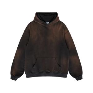 Sweat à capuche unisexe lavé à l'acide personnalisé de haute qualité 420GSM coton délavé pull à capuche lourd hommes - Product Image 5