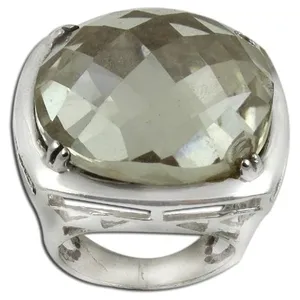 Anillo de Moda Plateado para Mujer con Piedra Preciosa Grande Facetada - Product Image 2