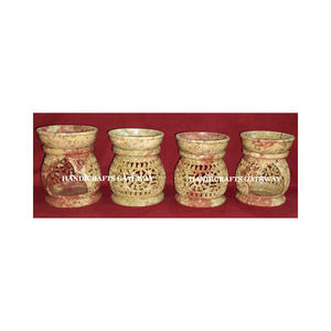 Brûleur d'huile aromatique en pierre de savon naturelle de qualité supérieure, sculpté à la main, de forme arrondie, pour la décoration de la maison et la revente optimale - Product Image 1