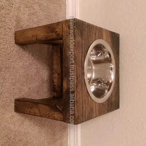 Falak World Export Stainless Steel Cat & <b>Dog</b> Food <b>Bowl</b> <b>Stand</b> Polished Technique Elevated Wooden <b>Bowl</b> for Pets By FWE - Product Image 2