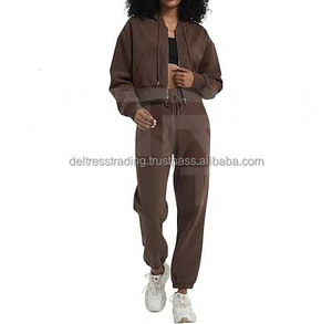 Tenues 2 pièces en polaire 330 et 550 GSM survêtement sweat à capuche zippé survêtement pour femmes Premium femmes 2Pc ensembles d'hiver - Product Image 1