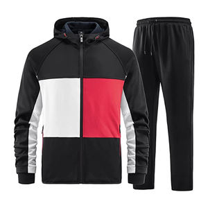Colorblock Woven Casual Athletic Set Spandex/Cotton Tracksuit Full-Zip Track <b>Jacket</b> Pants Sporty Fit Zip Pockets 3D Logo Printed - Product Image 3