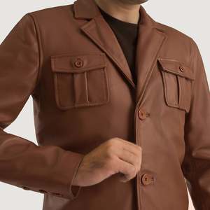 Chaqueta de Cuero Marrón Ray Cutler, Chaqueta de Cuero Premium para Hombre - Product Image 6