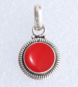 Pendentif en argent sterling 925 plaqué or avec pierre précieuse rouge ronde en forme de corail - Cadeau d'anniversaire parfait pour l'amour - Product Image 2