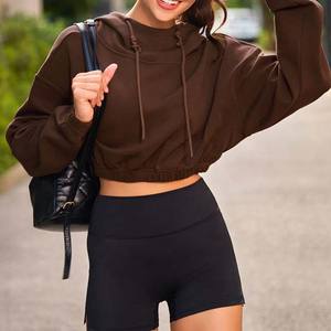 Sudadera con capucha de gimnasio corta para mujer de alta calidad, ropa de invierno cómoda con cuello con capucha de diseño de verano transpirable al por mayor OEM - Product Image 1