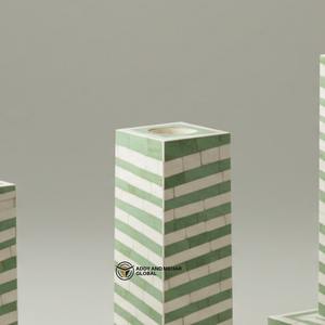 Juego de portavelas con incrustaciones de hueso verde hecho a mano al por mayor para decoración del hogar y el hotel disponible para suministro al por mayor - Product Image 5