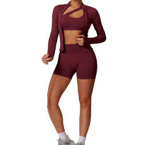 ชุดโยคะสำหรับผู้หญิงชุดออกกำลังกายกางเกงขาสั้นลายสีพื้นชุดออกกำลังกายฟิตเนสขนาดใหญ่พิเศษสำหรับผู้หญิง2025ออกแบบได้ตามต้องการ - Product Image 1