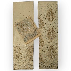 Collection de luxe 2.5 + 2.5 mètres ensemble or lourd multi-stroned perlé fleur travail soie George robe respirant pour l'été printemps - Product Image 4