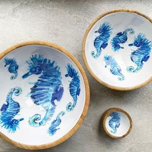 Saladier décoratif en bois |   Finition imprimée en émail |   Commandes en gros - Product Image 1