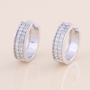 IGI Certified Lab Grown Diamond Pavé <b>Hoop</b> <b>Earrings</b> 14K Gold Chunky Huggie <b>Earrings</b> for Women - Product Image 1