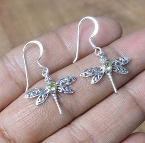 Boucles d'oreilles pour femmes, simples et élégantes, plaquées or, argent sterling 925, pierre précieuse péridot, design élégant en forme de goutte, mariage, anniversaire, fête - Product Image 5