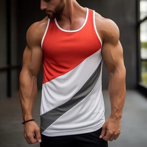 Custom Wholesale Sublimation Printed <b>Mens</b> Sports Tank Top Muscle Tank Top Quick Dry Breathable <b>Gym</b> Fitness <b>Vest</b> - Product Image 4