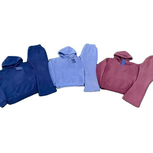 Ensemble de survêtement d'hiver en coton 100% premium, anti-rétrécissement, avec broderie de logo personnalisé, style délavé à l'acide - Product Image 4