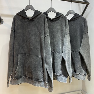 Sudadera con capucha para hombre, de invierno, estilo vintage, de algodón grueso, lavado ácido, con cremallera, estampado 3D en relieve, impresión digital, ODM disponible - Product Image 1