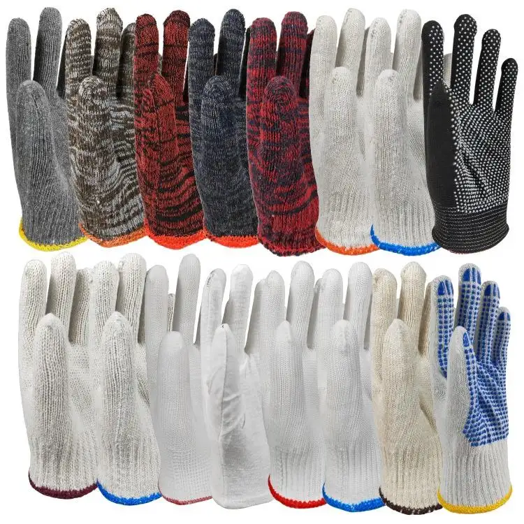 Baumwoll handschuhe Günstige verschleiß feste Baumwollgarn Gestrickte Arbeits schutz handschuhe