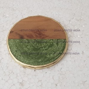 Personnalisé en gros Mini artisanat en bois et résine fabricant de palettes sous-verre ensemble naturel inachevé 4 "sous-verre rond en bois - Product Image 5