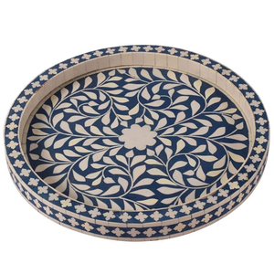 Plateau de service en incrustation d'os naturel de qualité supérieure et plateaux décoratifs en résine élégants et meilleurs écologiques et durables en Inde - Product Image 4