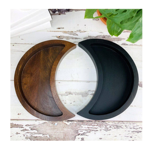 Modern Design Wood Tray Breakfast Tray Half Moon Shaped Unfinished Wood Dinner Tea bar Food Snacks <b>Chocolate</b> Tray - Product Image 4