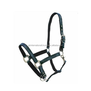 Halter de caballo de nailon de colores vibrantes de lujo en todos los tamaños y colores personalizados Forro texturizado de terciopelo con hebillas y anillos ajustables - Product Image 2