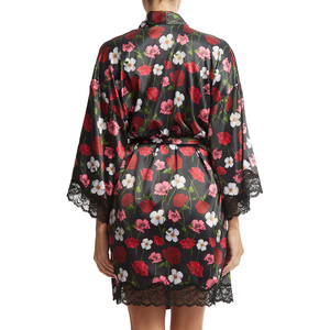 Gran oferta, conjunto de Bata de seda satinada para mujer, ropa de dormir con estampado personalizado de alta calidad para primavera y verano, informal transpirable - Product Image 2