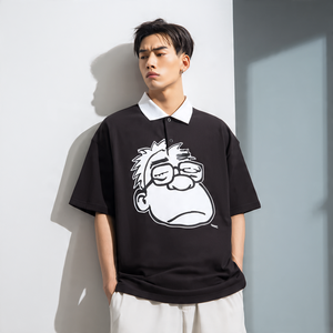 เสื้อโปโลสำหรับผู้ชายเสื้อโปโลพิมพ์ลายไหล่ตกเสื้อโปโลสำหรับผู้ชายเสื้อเชิ้ตพิมพ์ลายน้ำหนักเบาสำหรับฤดูร้อน - Product Image 3