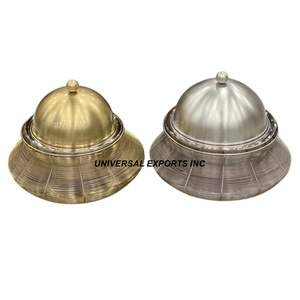 Juego de dos ollas de acero inoxidable, hecha a mano cazuela de diseñador de buena calidad, calentador de alimentos de Metal decorativo clásico y elegante - Product Image 6